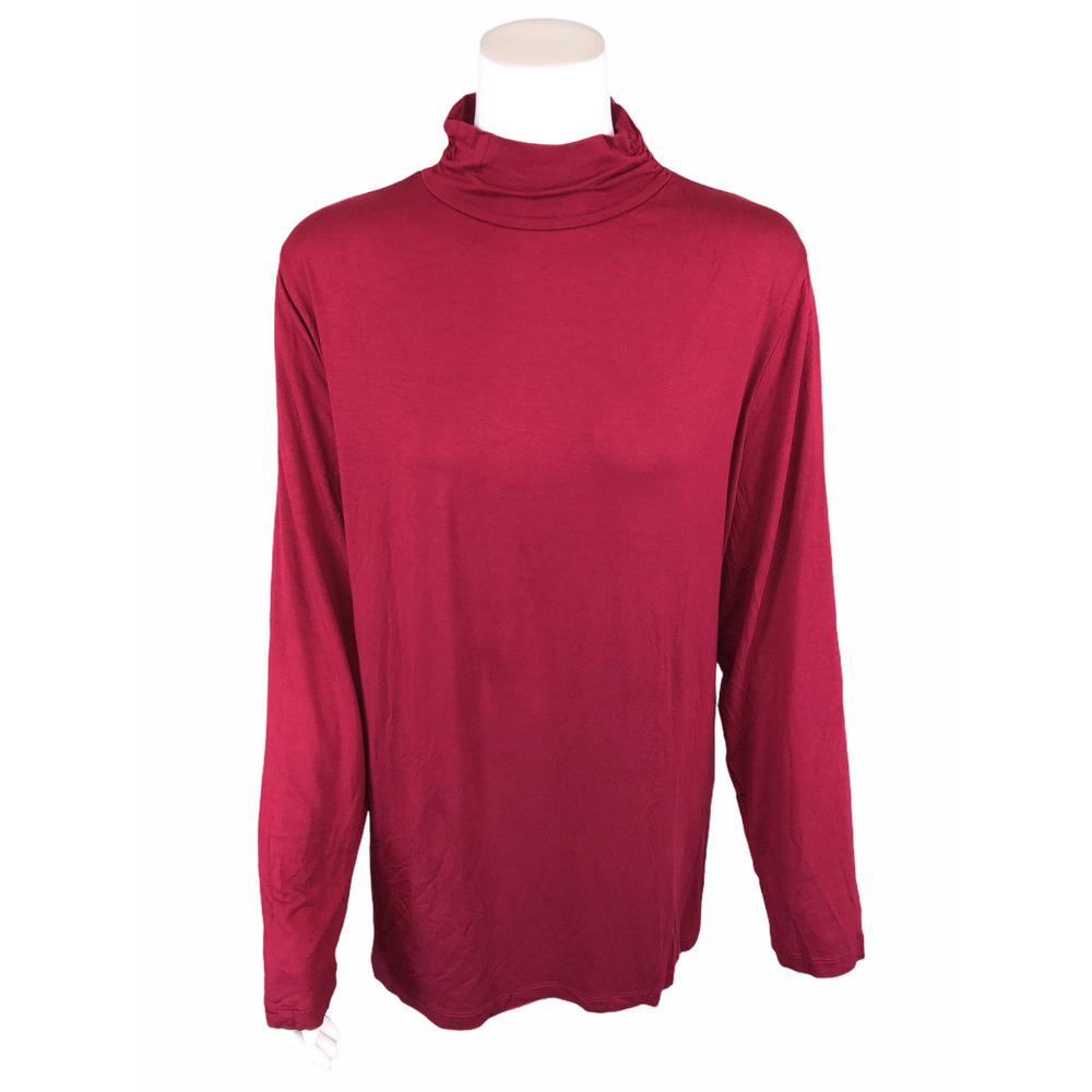 BROOKE SHIELDS Timeless Long Sleeves Cinched Mock Neck Knit Top Berry Small Size